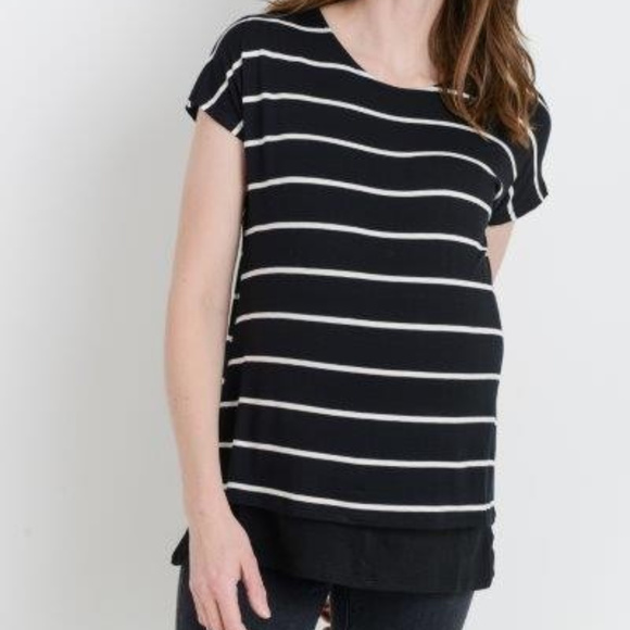 *ONLY 1 LEFT*   Double Layered Maternity/Nursing Top - Picture 1 of 4